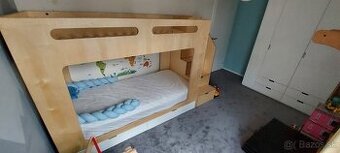 Detská poschodova posteľ 200x90cm s odkladacím priestorom