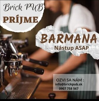 Brick pub príjme barmana/ barmanku
