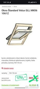 Drevene stresne okna Velux 78x118 MK 06