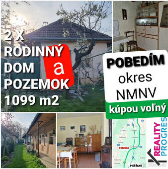 NA PREDAJ 2 x RODINNÝ DOM a POZEMOK 1099 m2 POBEDÍM NMNV