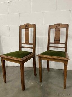 Starožitné stoličky, 2 ks, drevo, semiš, 93x47x43, vs 45 cm