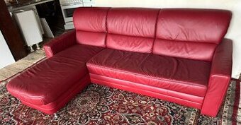 Rohová rozkládací kožená sedačka, 5276