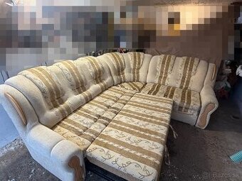 Rozkladací rohový gauč + kreslo – zachovalý, osobný odber