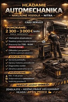 HĽADÁM AUTOMECHANIKOV NITRA