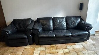 Predám čiernu koženú sedaciu súpravu