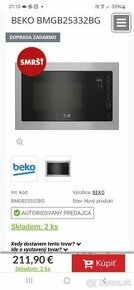 Mikrovlnka Beko mesiac používaná. Vstavaná