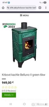 Krbové kachle belluno 5,5kw novy