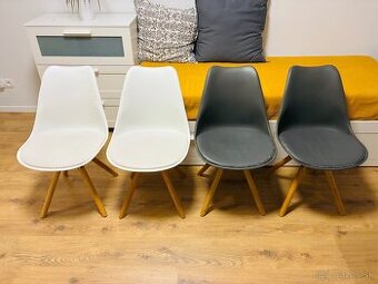 Jedálenské stoličky 4ks - biela, šedá