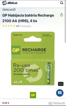 GP Nabíjacia batéria 2100 AA (HR6) + GP Eco E441 ... - 1