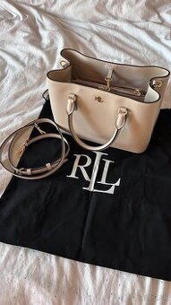 Kožená kabelka Lauren Ralph Lauren Marcy - svetlo bežová