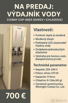Na predaj výdajník vody Coway CHP-06ER (ohrev + chladenie)