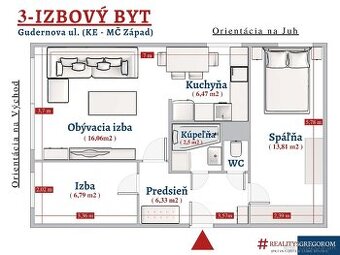 3+KK byt, Gudernová ul., 55 m2, bez BA, po rekonštrukcii