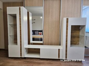 Obývacia stena biely lesk/dub