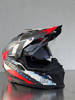 Prilba LS2 MX701 Explorer Carbon Extend čierno-modro-červe