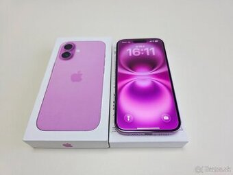 Apple iPHONE 16 PINK 128GB,ZÁRUKA,BATERKA 99%