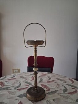 Retro stojanový popolník s onyxom – mosadz a sklo