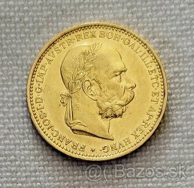 Zlatá rakúska 20 koruna FJI, 1892 bz, prvý ročník