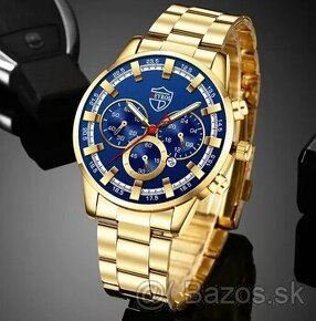 (IHNEĎ) Pánske štýlove hodinky Deyros, modro-zlaté
