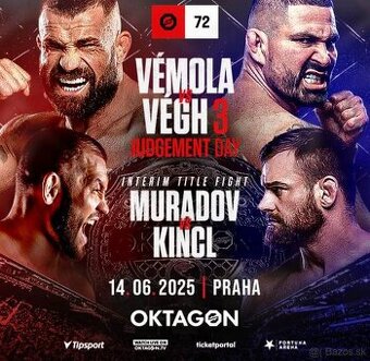 Predám 2 lístky na OKTAGON 72 – Vémola vs. Végh