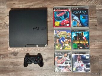 PlayStation 3 Slim 160GB + 6 hier + Dualshock 3