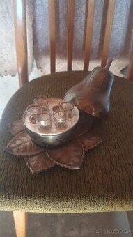 Stará retro likérová súprava - Hruška + štamprle