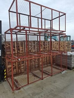 Kovový sieťový skladový box / klietka na VZV – stohovateľný