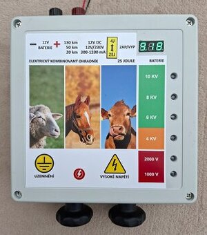 Elektrický, ohradník, oplotok, solár 12V/230V 25J