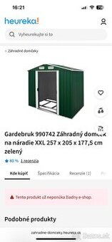 Kovový záhradný domček na náradie ZELENÝ