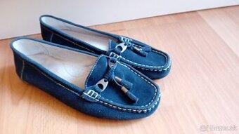 Dámske kožené mokasíny – brúsená koža, veľkosť 6