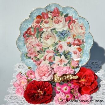 Porcelánový anglický tanier - Rapsódia ruží