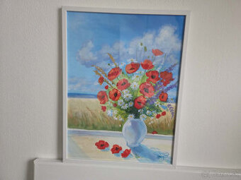 Akryl na akvarelovom papieri, ramik 30x40cm, motív: Kytica 2