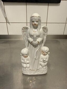 Porcelánová soška – Anjel s deťmi - vintage, zláteni
