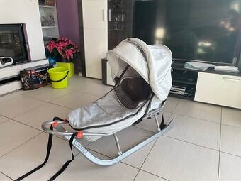 Detské kovové softchelové sánky sv. sivé - top stav