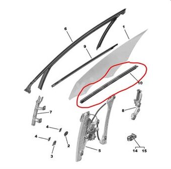 Vnútorná lišta okna Peugeot 208