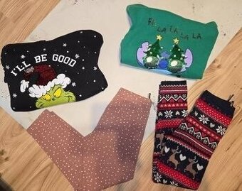 Mikiny,legíny vianočné 134/140 - 1