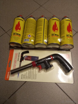 Piezoelektrický plynový horák na butánové kartuše +5kartuší-