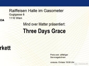 Three days grace - vstupenky