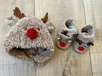 Krásny zimný set pre bábätko (čiapka + capačky) – Sobík