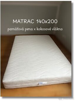 Pružinový matrac z pamäťovej peny a kokosového vlákna.