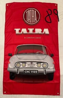 89 - Banner - vlajka TATRA 603 - stříbrná na výšku 90x150