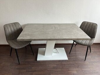 Moderný jedálenský set: Dizajnový stôl + 2 stoličky