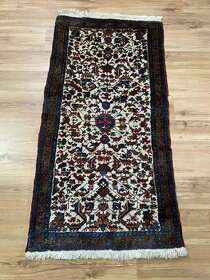 Vintage vlnený ručne viazaný koberec , 177x87