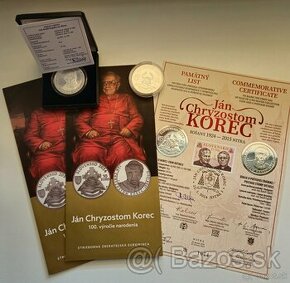 Strieborná minca 10€ - Ján Chryzostom Korec