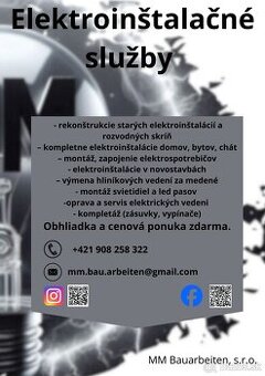 Elektroinštalácie – Rodinné domy, Byty, Haly, Obchody a Viac
