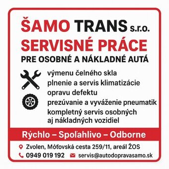 SERVISNÉ PRÁCE PRE OSOBNÉ A NÁKLADNÉ AUTÁ DT