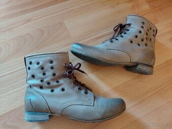 Kožené hnedé členkove čižmy