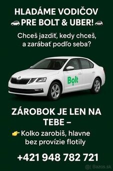Hľadáme kolegov do flotily pre Bolt a Uber
