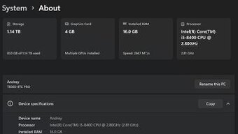 Herný počítač - GTX 1650 4GB, i5 8400, 256 SSD - 1