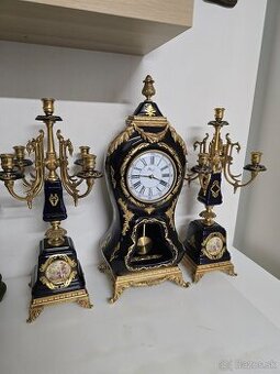 krbový set Mignon Limoges – Hodiny a 2 svietniky