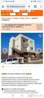 Na predaj rodinný dom